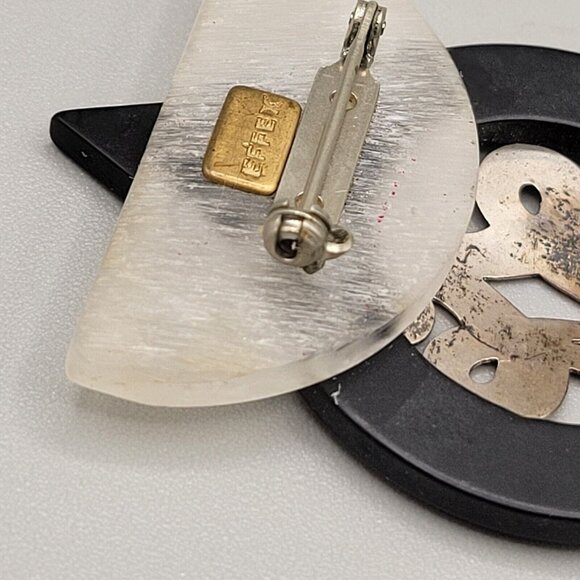 Effex Jewelry New York Mixed Materials Art Deco Style Brooch Safety Clasp Pin - Picture 4 of 5